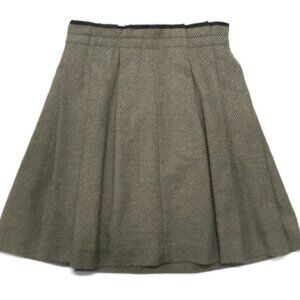 Eurythmic Pleated Skirt Womens 8 Black Gray Above Knee Lined Wool France Pleated